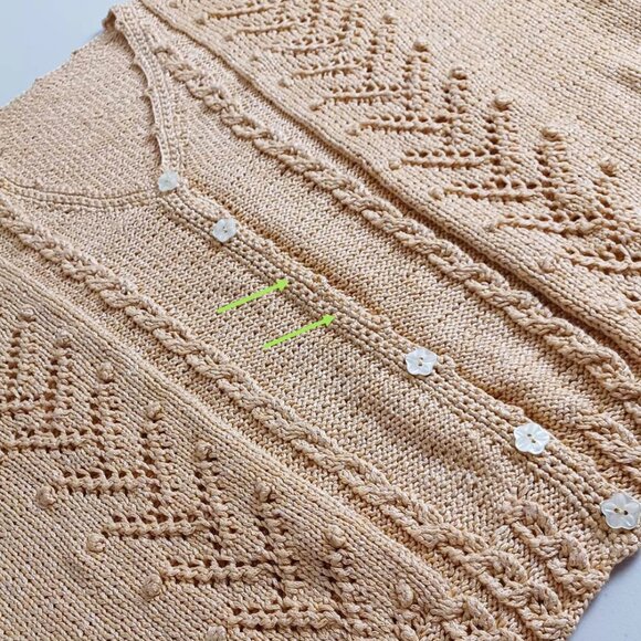 Handmade Yellow Mixed-knit Short Sleeve Cardigan - Picture 14 of 14